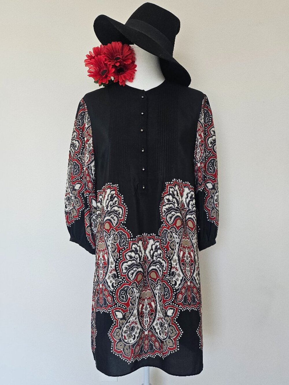 100% Silk Banana Republic Paisley Boho Midi Dress - L